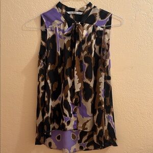 Peter Nygard Purple and Brown Sleeveless Blouse